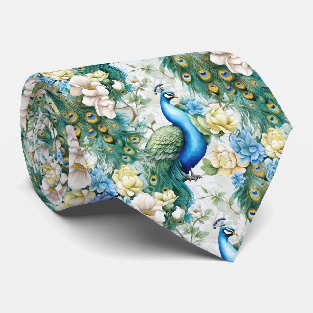 Cool tiled peacock pattern  tie (Rolled)