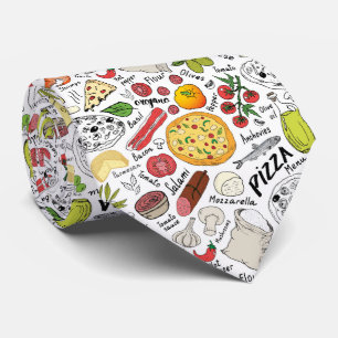 cool tiled pizza food pattern  tie