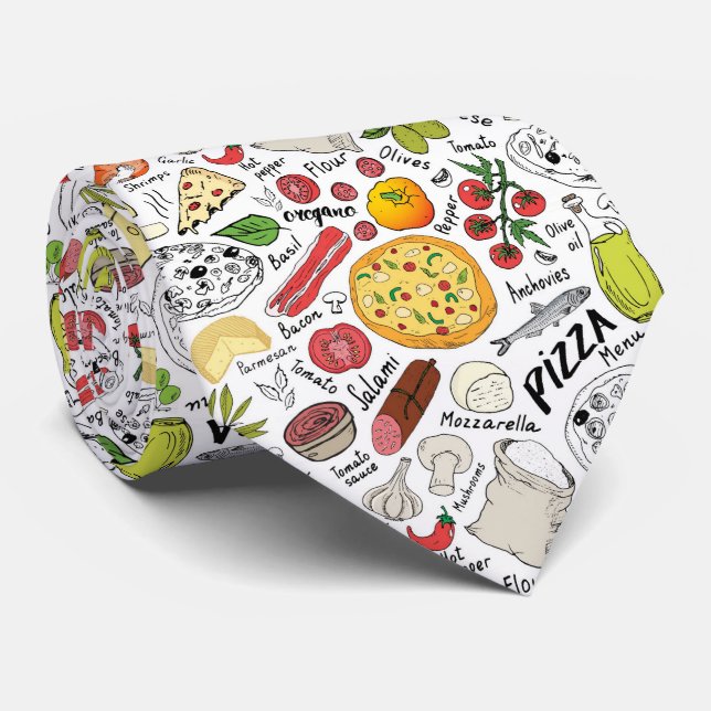cool tiled pizza food pattern  tie (Rolled)