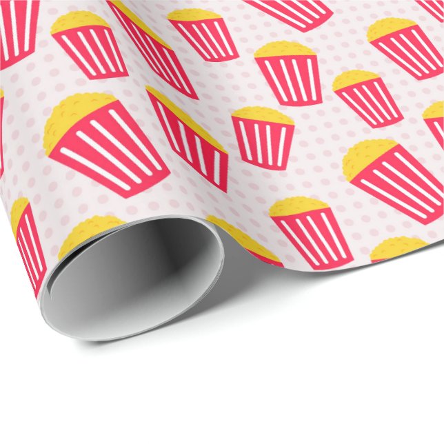 cool tiled popcorn Movie party Wrapping Paper (Roll Corner)