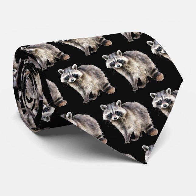 Cool tiled racoon pattern tie (Rolled)