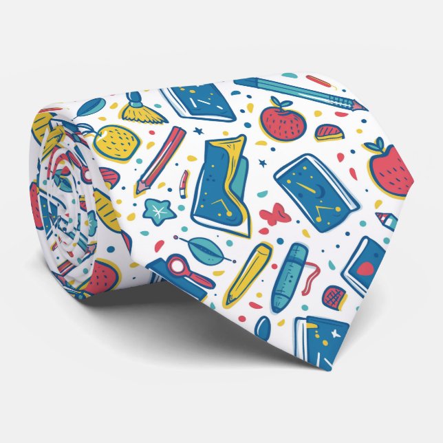 Cool tiled School pattern Teacher  Tie (Rolled)