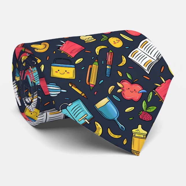 Cool tiled School pattern Teacher  Tie (Rolled)
