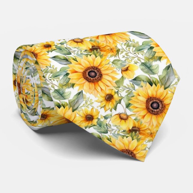 cool tiled sunflower pattern tie (Rolled)