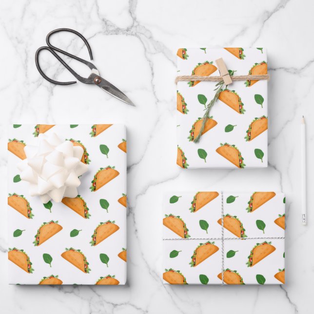 cool tiled taco party pattern wrapping paper sheet (Front)