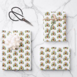 Cool tiled unisex baby bee pattern wrapping paper sheet