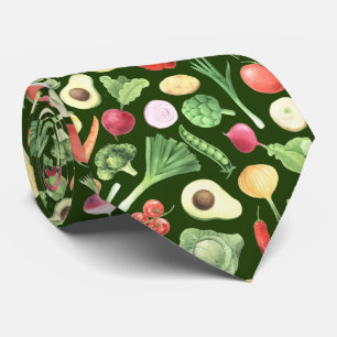 cool tiled vegetable pattern food tie