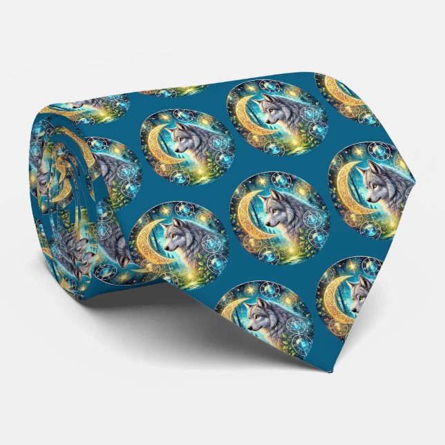 Cool tiled wolf lovers  tie (Rolled)