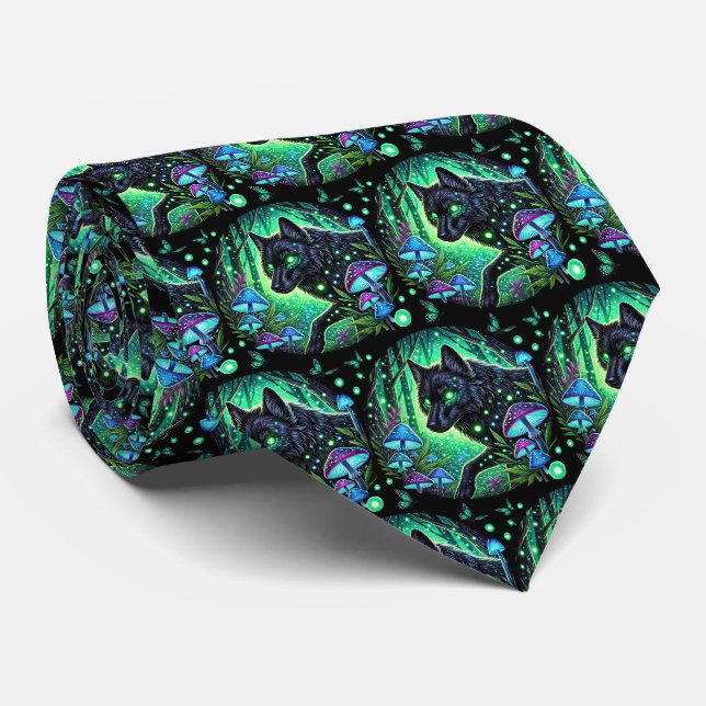 Cool tiled wolf lovers  tie (Rolled)