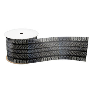 Cool Tire Rubber Automotive Texture Decor Satin Ribbon
