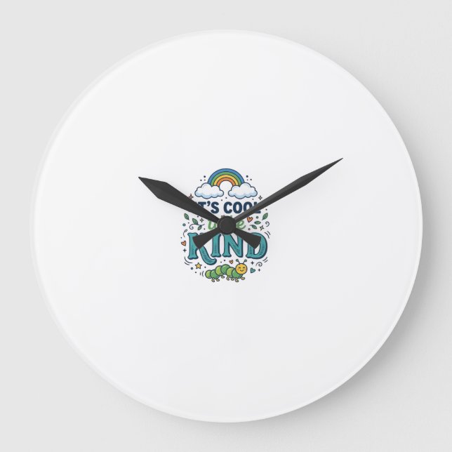 Cool To Be Kind Rainbow Caterpillar Shirt Design_1 Large Clock (Front)