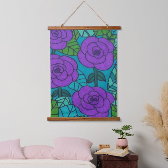 Cool Tones Jungle Floral Art  Hanging Tapestry (Bedroom)