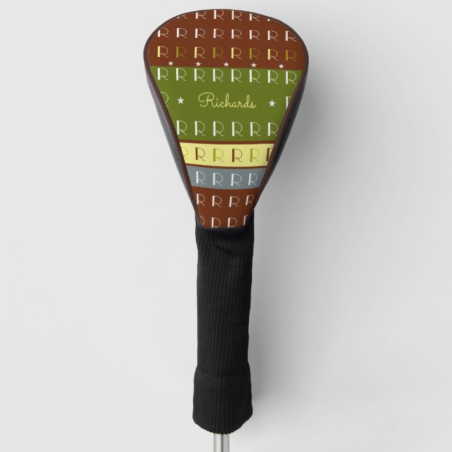 cool tones striped monogram  golf head cover (Front)