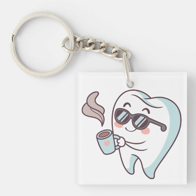 Cool Tooth Cartoon Acrylic Keychain (Front)