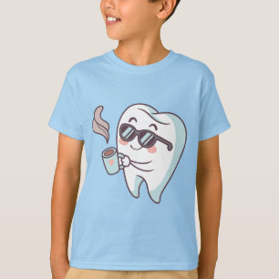 Cool Tooth Cartoon with Sunglasses & Coffee Mug T-Shirt