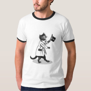 Cool Top Hat Cat Vintage Art T-shirt