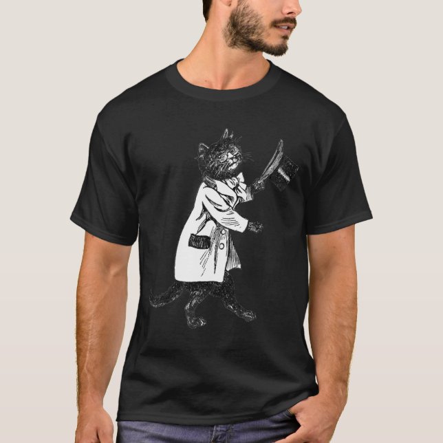Cool Top Hat Cat Vintage Art T-shirt (Front)