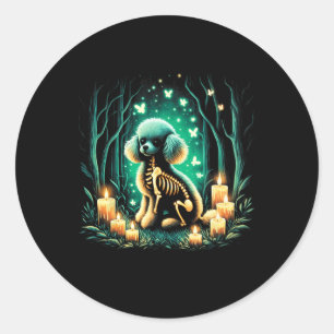 Cool Toy Poodle Dog Skeleton Halloween Dog Mum Dad Classic Round Sticker