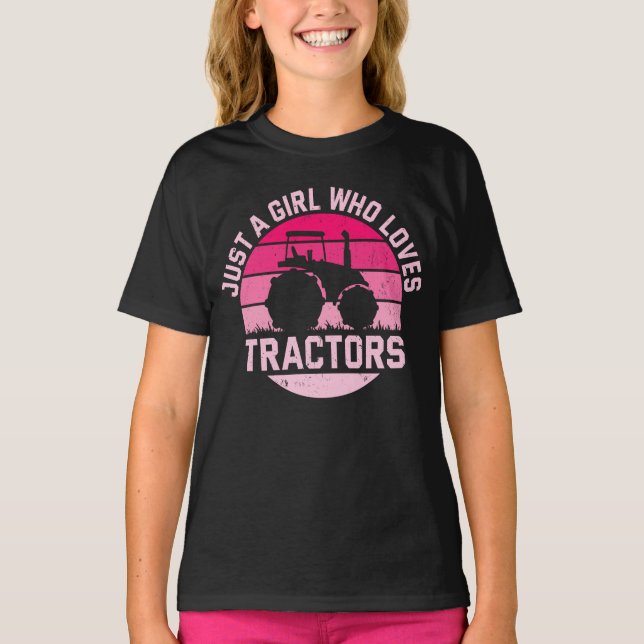 Cool Tractor Lover Just A Girl Who Loves Tractors  T-Shirt (Front)
