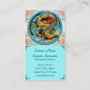 Cool traditional japanese oriental dragon wood art business card