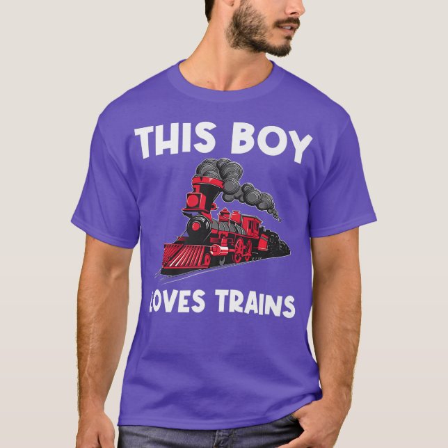 Cool Train Gift For Boys Kids Railroad Public T-Shirt (Front)