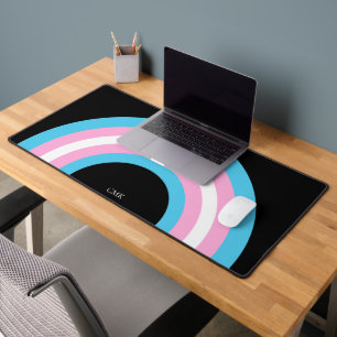 Cool Transgender Pride Flag Rainbow Monogram Desk Mat