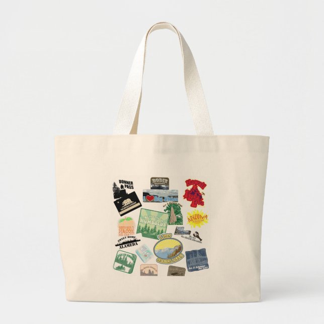 Cool Travel Collage Artsy Tourist Design Large Tote Bag (Front)