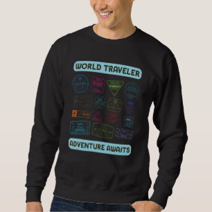 Cool Travel International Stamps Backpacker Fan To Sweatshirt