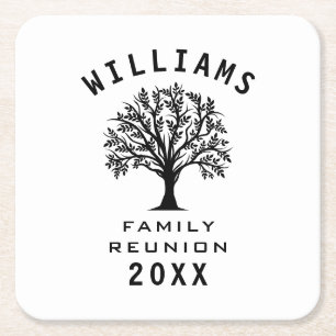 Cool Tree Family Reunion Summer Vacation Road Trip Square Paper Coaster