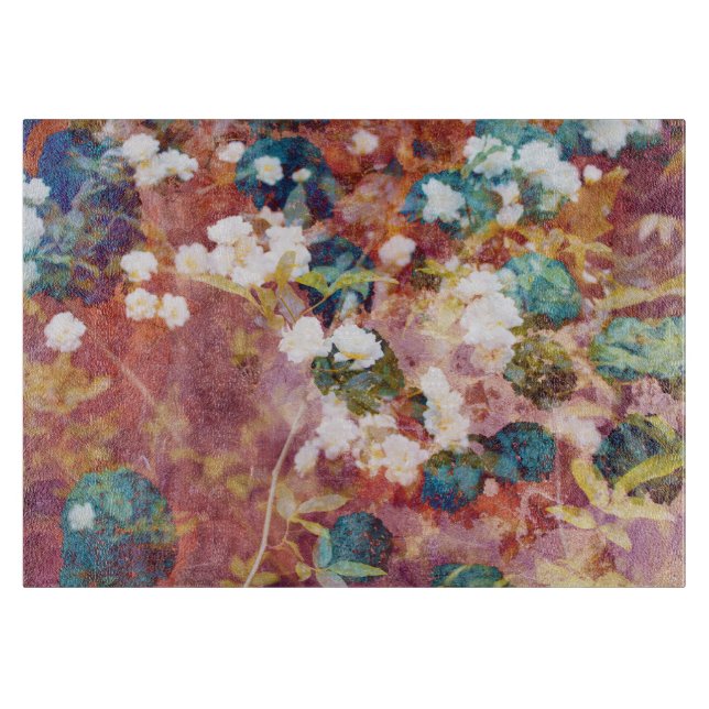 Cool, trendy art of romantic flower pattern cutting board (Front)