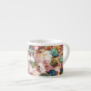 Cool, trendy art of romantic flower pattern espresso cup