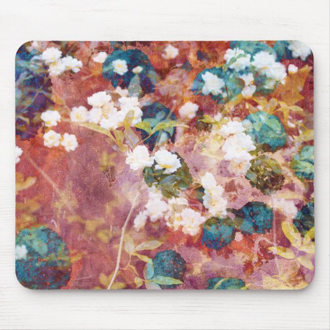 Cool, trendy art of romantic flower pattern mouse mat (Front)