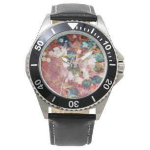 Cool, trendy art of romantic flower pattern watch
