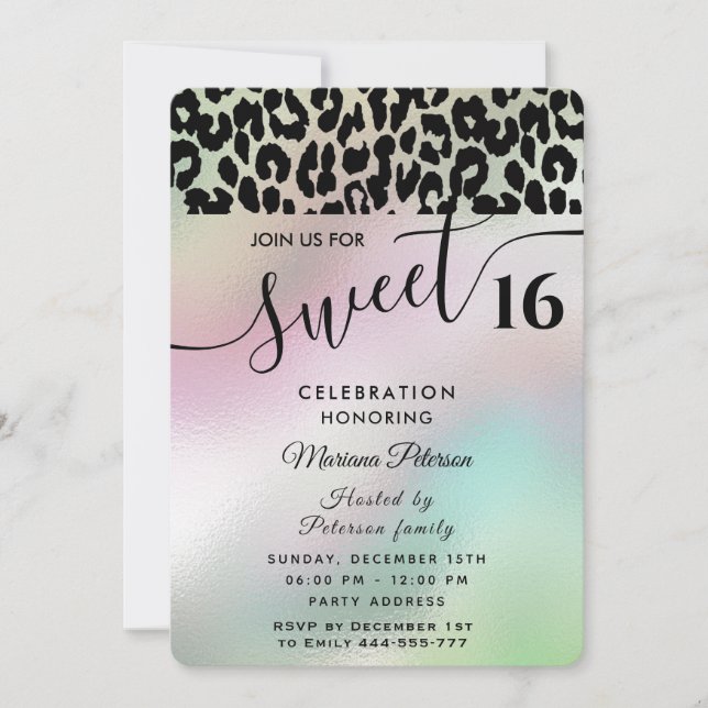 Cool Trendy attractive leopard sweet 16 Invitation (Front)