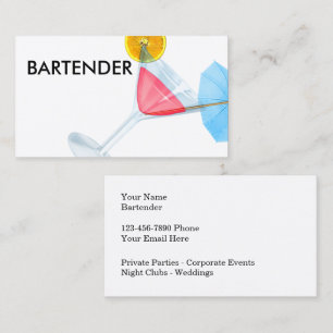 Cool Trendy Bartender Business Cards