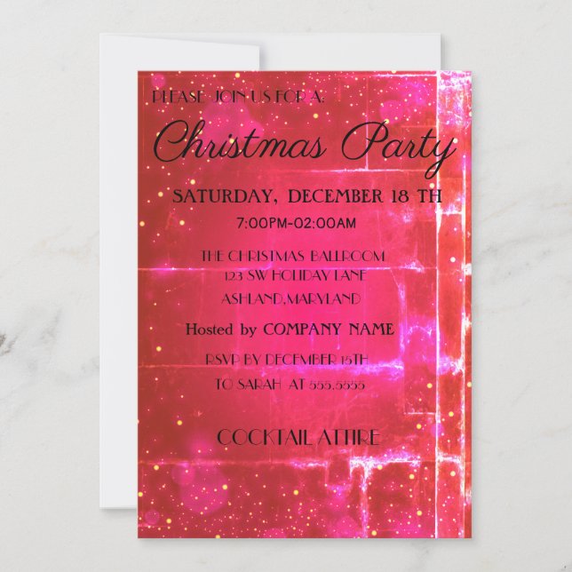 Cool, Trendy, Beautiful, Pink Christmas  Invitation (Front)