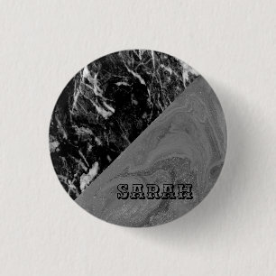 Cool Trendy Black Marble 3 Cm Round Badge