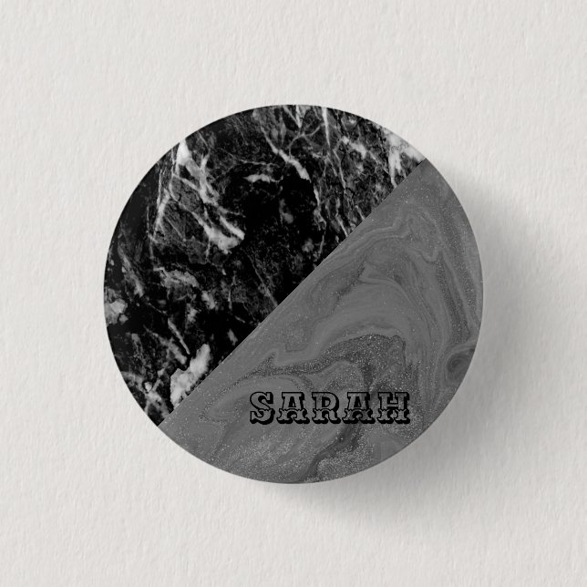 Cool Trendy Black Marble 3 Cm Round Badge (Front)