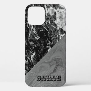 Cool Trendy Black Marble  iPhone 12 Case