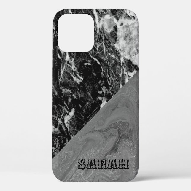 Cool Trendy Black Marble  Case-Mate iPhone Case (Back)