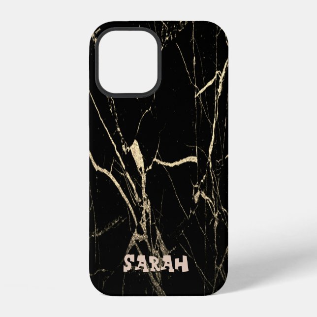 Cool Trendy Black Marble iPhone Case (Back)