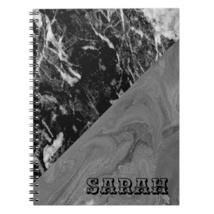 Cool Trendy Black Marble Notebook