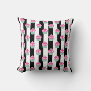 Cool Trendy Bleck and Withe, Cup Cakes Cushion