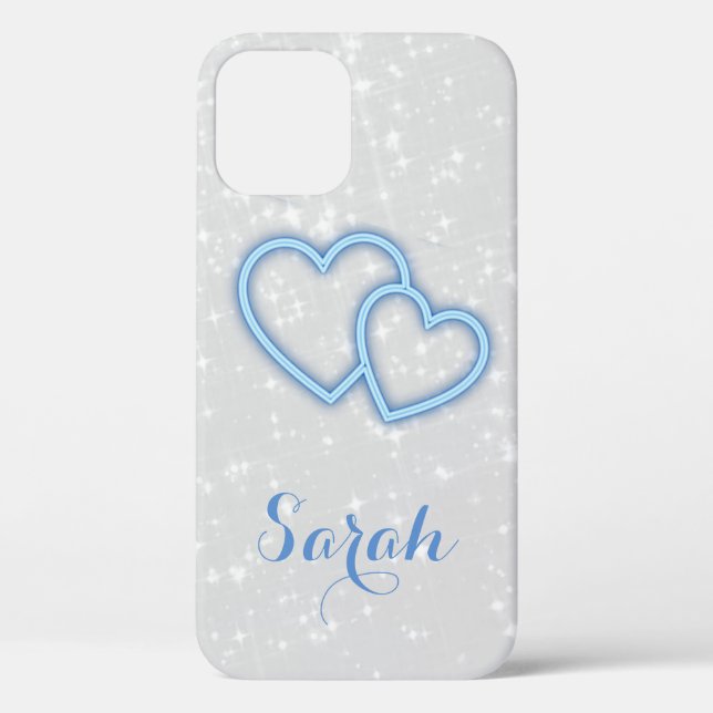 Cool Trendy Blue Heart Case-Mate iPhone Case (Back)
