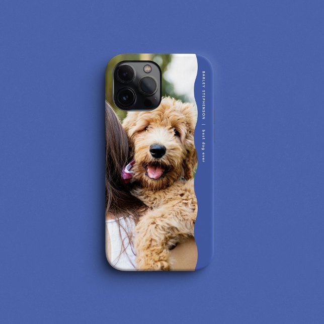 Cool trendy blue wavy edge one photo Case-Mate iPhone case (Creator Uploaded)