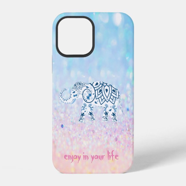 Cool Trendy Bokeh Elephant iPhone Case (Back)