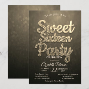 Cool Trendy Bokeh Sweet 16 Party Invitation