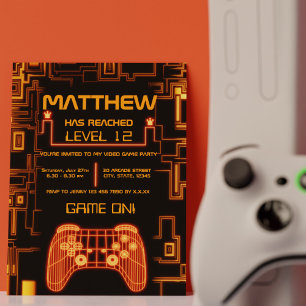 Cool Trendy Boy Console Controller Gamer Birthday Invitation
