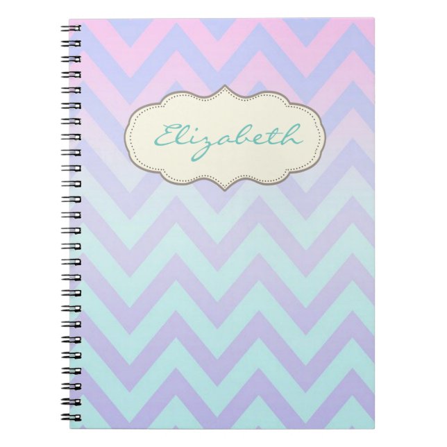 Cool Trendy Chevron Zigzag Ombre  Glitter Notebook (Front)
