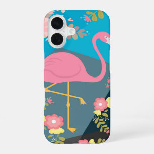 Cool Trendy Chic Cute Pink Girly Floral Flamingo iPhone 16 Case